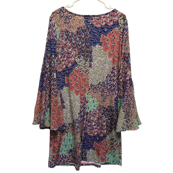 MSK Paisley Bell Sleeve Dress 1X – Colorful Boho Print - Picture 6 of 8